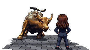 A candidate squaring up to the Wall Street charging bull